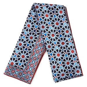 Foulard en soie bleu noir et rouge Fatima