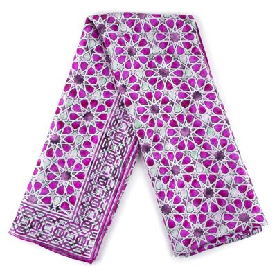 Silk scarf with pink Fatima print