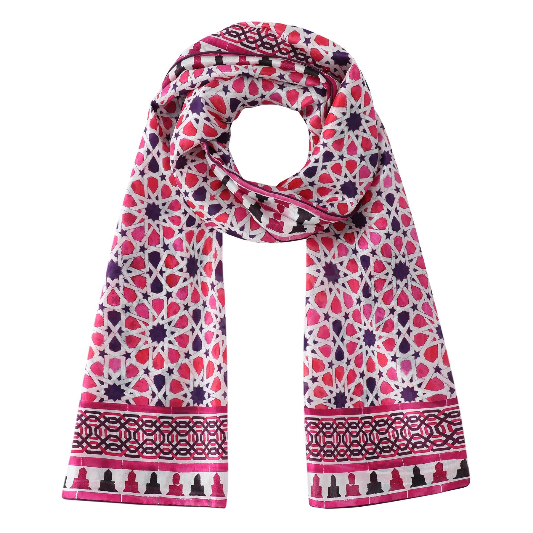 Partal großer rosa Seidenschal – (180 x 65 cm)