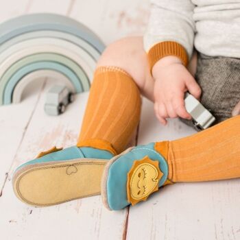 Chaussures bébé en cuir avec semelle en daim ou en caoutchouc - Ray Turquoise 4