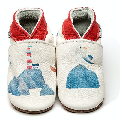 Leather Baby Shoes with Suede or Rubber Sole - Lighthouse
