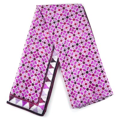 Purple silk scarf with Alcázar geometric print