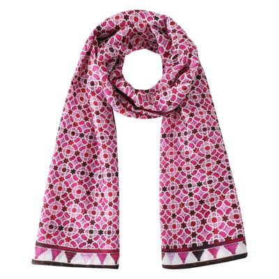 Purple silk scarf with geometric print Alcázar - (180x65cm)