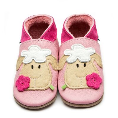 Leather Baby Shoes - Sheep Baby Pink