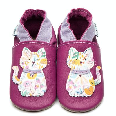 Zapatitos de piel para bebé - Meeow Grape/Floral