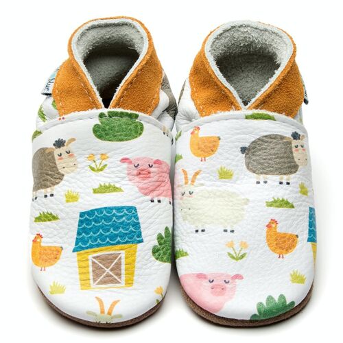Leather Baby Shoes - Farmyard