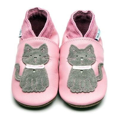 Chaussons Bébé Cuir - Meeow Rose Bébé/Gris