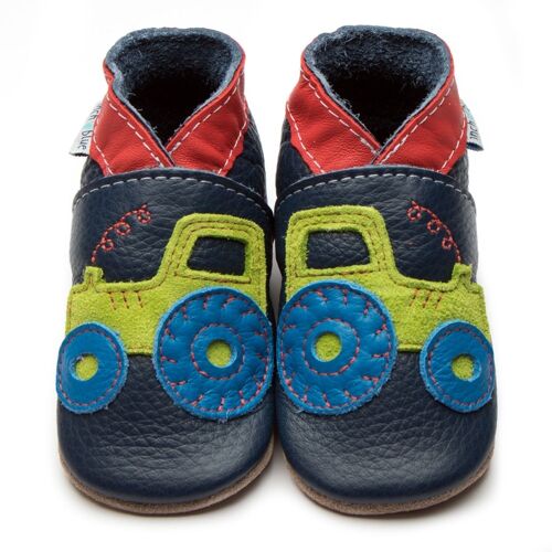 Leather Baby Shoes - Tractor Navy