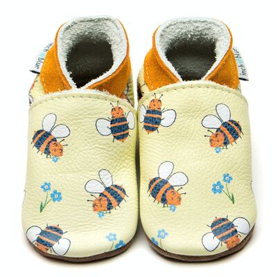 Children's Leather Shoes - Bee Happy Lemon