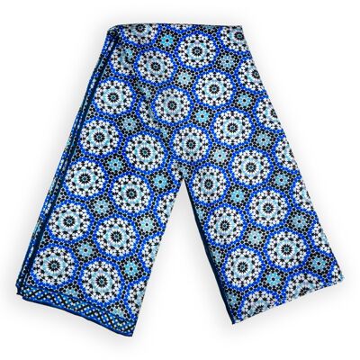 Masdar blue geometric print silk scarf