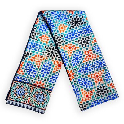 Pashmina en soie imprimé multicolore Madiya - (180x65 cm)