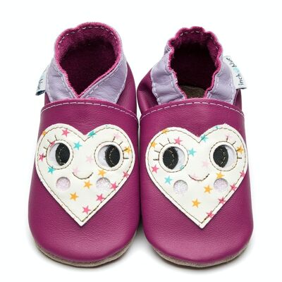 Leather Baby Slippers - Cupid Grape