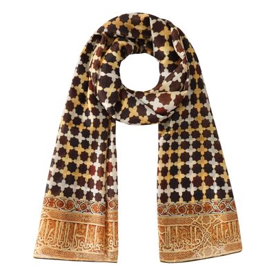 Andalus brown natural silk scarf - (180x65cm)