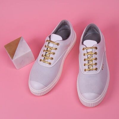 MEAKER suede sneakers White and gold