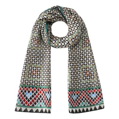 Hub multicoloured print silk scarf - (180x65cm)