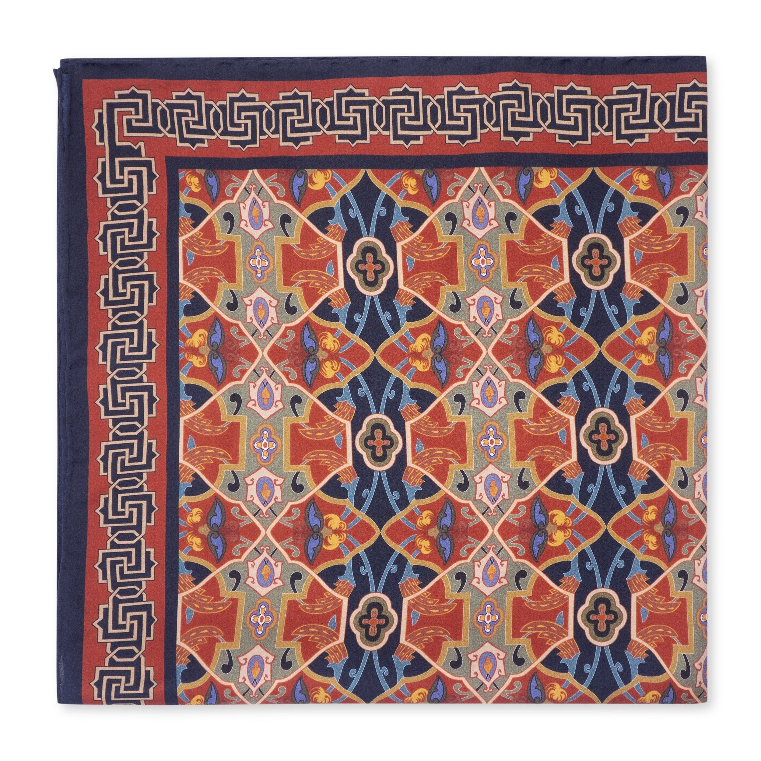 Rania, quadratischer Seidenschal in Burgunderrot – (65 x 65 cm)