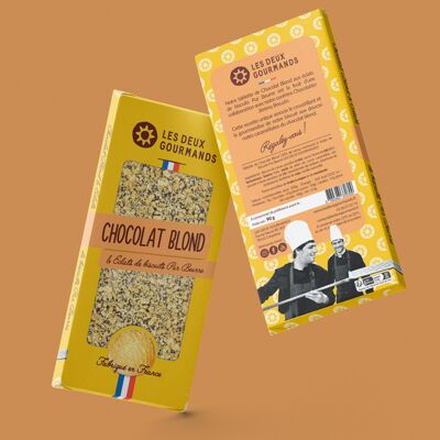 TABLETTE CHOCOLAT BLOND & ECLATS DE BISCUITS PUR BEURRE 90 g - NOUVEAUTÉ