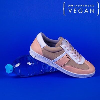 Sneaker VIVACE riciclata e vegana rosa, beige e bianca