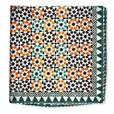 Sabika green and orange square silk scarf