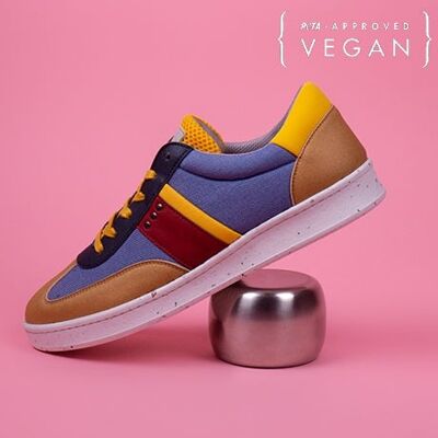 Sneaker VIVACE riciclata e vegana in denim, oro e giallo