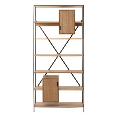 ETAGERE 2ARMOIRES BOIS/METAL NAT (95x38,5x200,5cm)