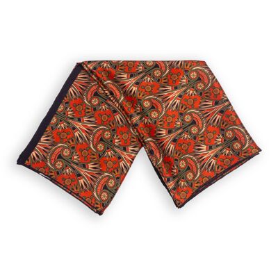 Foulard en soie rouge d'inspiration Art Nouveau - (180x65 cm)