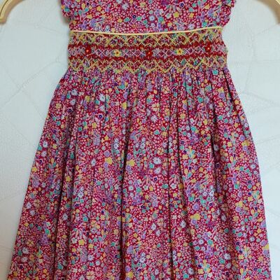 Vestido fruncido floral fucsia