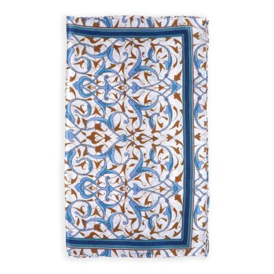 Satin silk scarf Rumi Blue