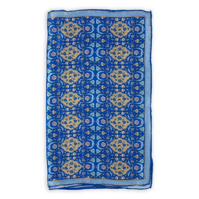 Satin silk scarf Bulut Blue