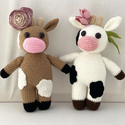Crochet cow, cuddly amigurumi, handmade