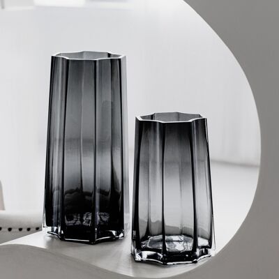 Jarrón de cristal moderno de lujo, elegante diseño belga, LENOX 30 Gris