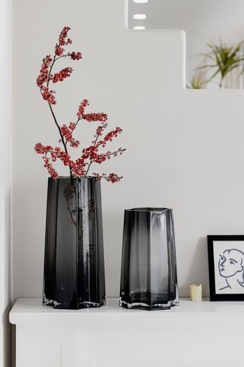 Vase en verre de luxe moderne, design belge élégant, LENOX 30 Gris 2