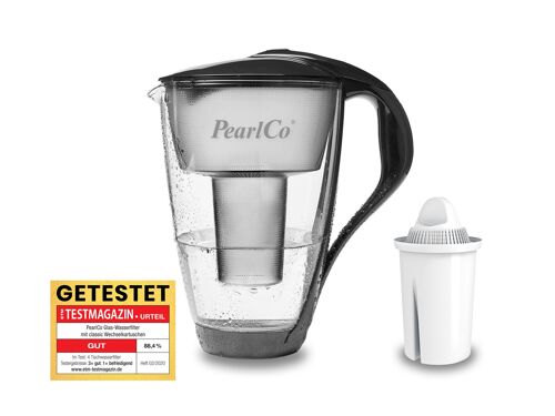 PearlCo Glas-Wasserfilter classic inkl. 1 Filterkartusche (anthrazit)