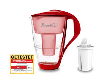 Filtre à eau en verre PearlCo classic avec 1 cartouche filtrante (rouge) 1