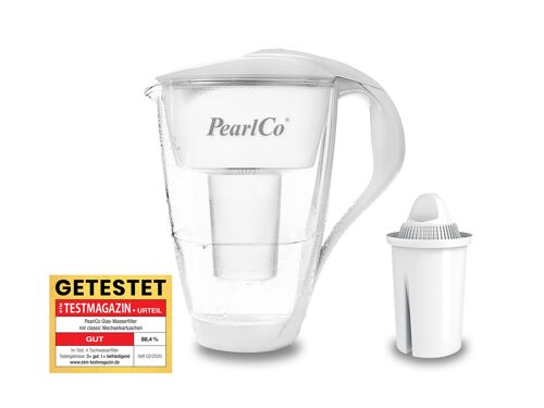 PearlCo Glas-Wasserfilter classic inkl. 1 Filterkartusche (weiß)
