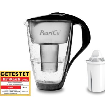 Filtre à eau en verre PearlCo classic avec 1 cartouche filtrante (noir)