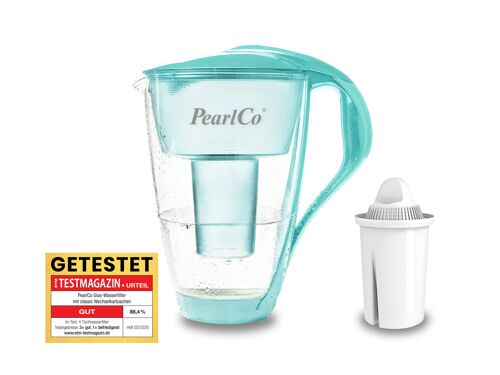 PearlCo Glas-Wasserfilter classic inkl. 1 Filterkartusche (mint)