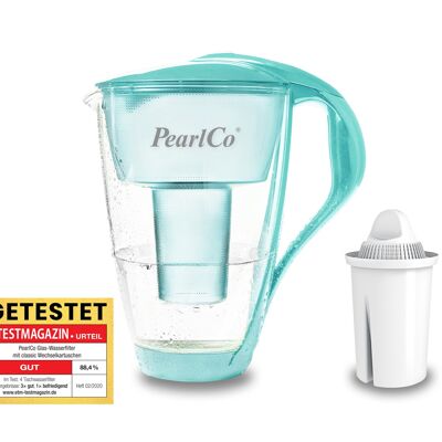 Filtro de agua de vidrio PearlCo clásico con 1 cartucho de filtro (menta)