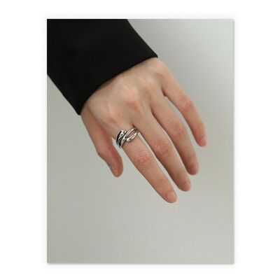 White Gold Plated Multi Layer Ring