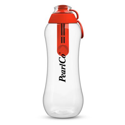 Drinking bottle with filter red 0.7 liters