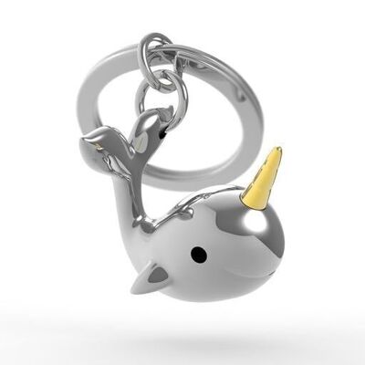 Silver Narwhal key ring - METALMORPHOSE