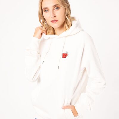 beer pong | Embroidered organic cotton women's hoodie