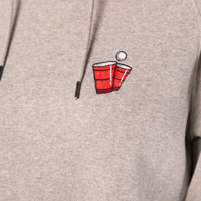 beer pong | Embroidered organic cotton men's hoodie
