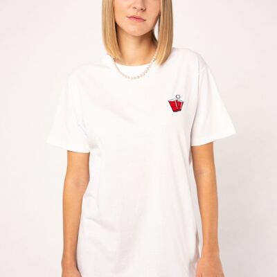 pong de la cerveza | Camiseta de mujer oversize de algodón orgánico bordada
