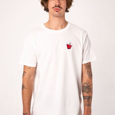 beer pong | Embroidered men's organic cotton t-shirt