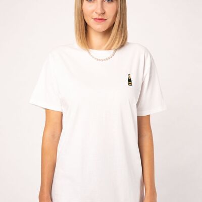 Champagner | Besticktes Frauen Oversized Bio Baumwoll T-Shirt