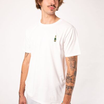 champagne | Embroidered men's organic cotton t-shirt
