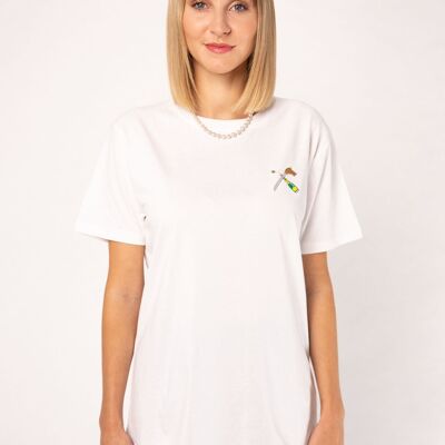 sciabola champagne | T-shirt da donna oversize in cotone organico ricamata