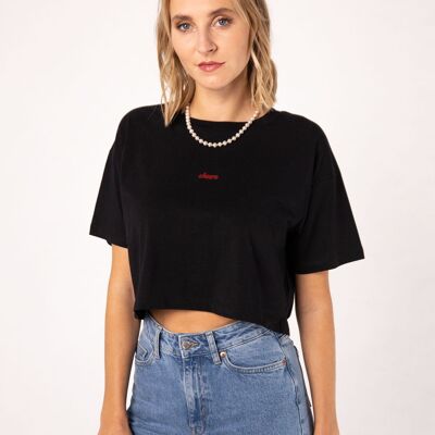 Cheers | Embroidered organic cotton crop top