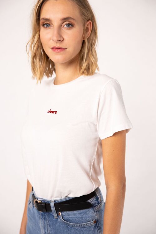 Cheers | Besticktes Frauen Bio Baumwoll T-Shirt